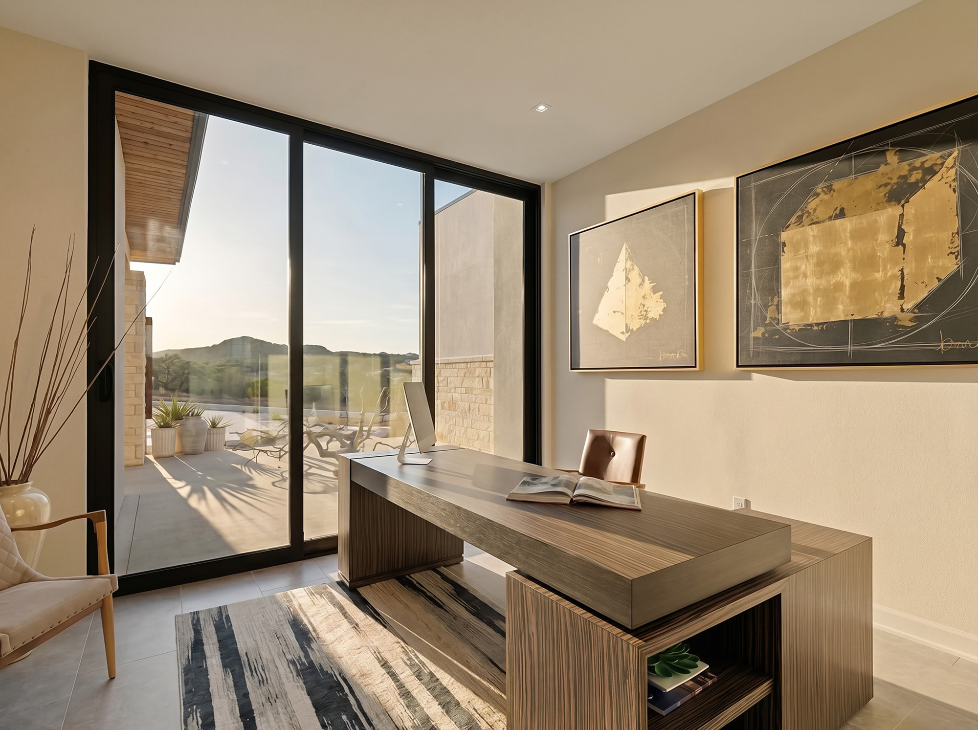 Detail of Khamila custom furniture materials and proportion